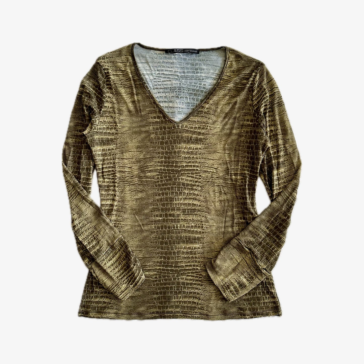 Class Roberto Cavalli Crocodile Print Long Sleeve Top (M)