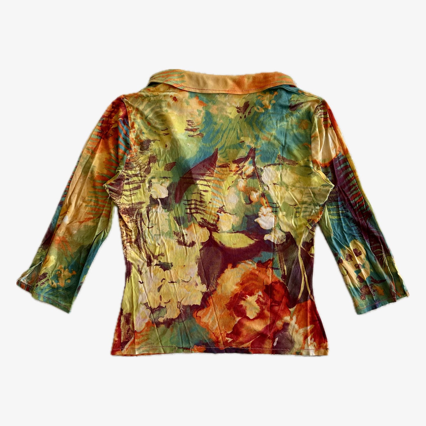 Class Roberto Cavalli Silk Multicolor 3/4 Sleeve Top (S)